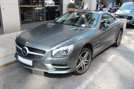 HAMBURG, GERMANY - AUGUST 28, 2014: Mercedes-Benz SL65 AMG parked in Hamburg. The current R231 model...