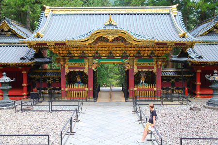 NIKKO, JAPAN - MAY 6, 2012: People visit Taiyuin Mausoleum of Rinnoji Temple in Nikko, Japan. It is part of a Nikko UNESCO World Heritage Site, one of most visited landmarks in Japan.のeditorial素材