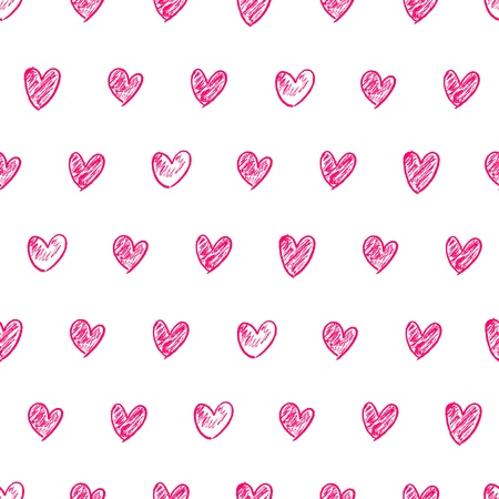 Doodle hearts background illustration - love drawing seamless texture. Wrapping paper design.のイラスト素材