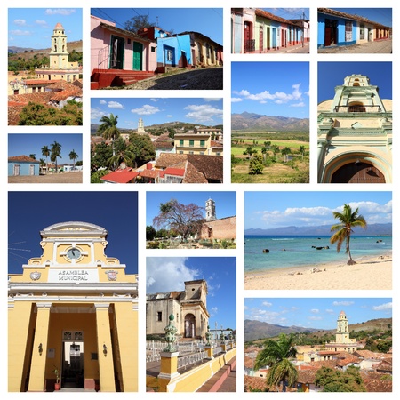 Trinidad, Cuba photos collage - travel memories photo collection. Images of colonial architecture, churches and Ancon beach.の写真素材