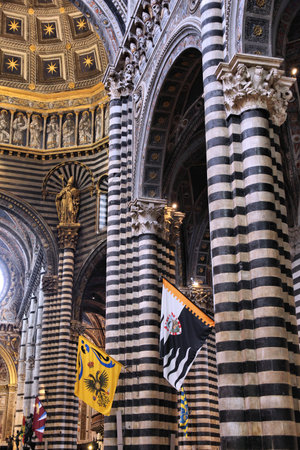 SIENA, ITALY - MAY 3, 2015: Interior view of the Cathedral in Siena, Italy. The Medieval Roman Catholic cathedral was consecrated circa year 1215.のeditorial素材