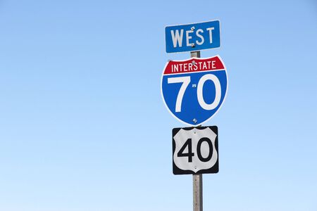 Kansas, United States - famous Interstate 70 sign.