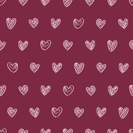 Doodle heart background illustration - love drawing seamless texture. Wrapping paper design.のイラスト素材