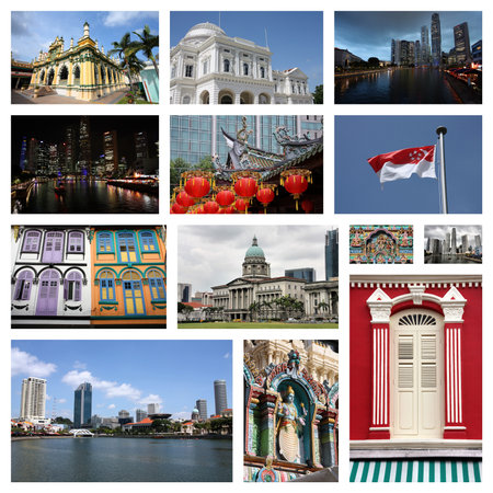 Singapore City travel photo collage - images collection.のeditorial素材