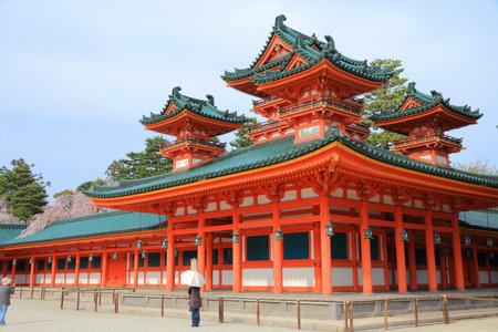 Heian Jingu shinto shrine in Kyoto, Japan.のeditorial素材