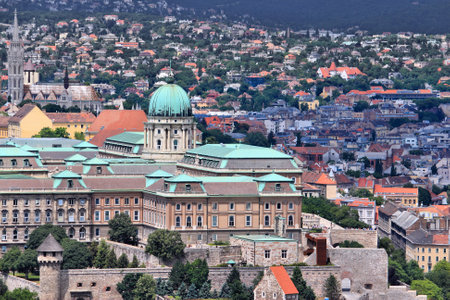 Budapest, Hungary - cityscape with Buda Castle. Old Town aerial view.のeditorial素材
