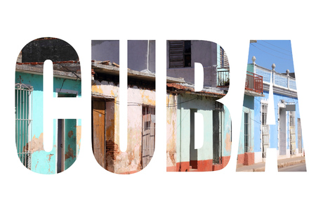 Cuba word - travel destination letters isolated on white background.の写真素材