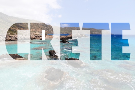 Crete word - Greek island travel photo design.