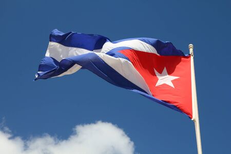 Flag of Cuba moving in the wind. National symbol.の写真素材