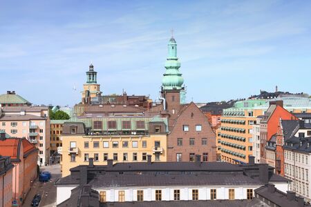 Stockholm, Sweden. Old architecture skyline at Sodermalm island.の写真素材