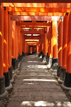 Fushimi Inari Taisha tori gates - landmark of Japan.のeditorial素材
