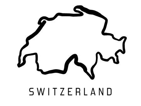 Switzerland map outline - smooth country shape map vector.のイラスト素材