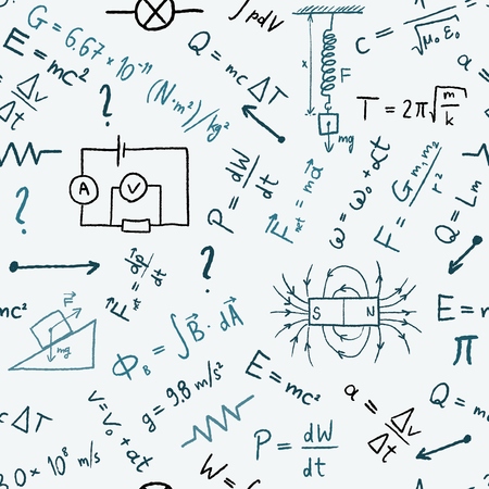 Science doodle background - seamless vector texture with physics concepts.の写真素材