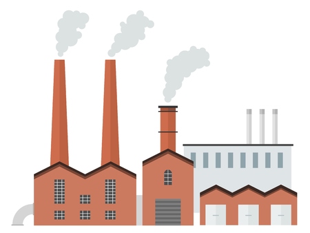Factory building - old brick industrial architecture vector illustration.のイラスト素材