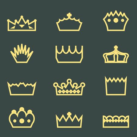 Crown icon set - royal insignia vector illustration.のイラスト素材