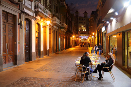 LAS PALMAS, SPAIN - NOVEMBER 29, 2015: People visit Vegueta Old Town in Las Palmas, Gran Canaria, Spain. Canary Islands had record 12.9 million visitors in 2014.のeditorial素材
