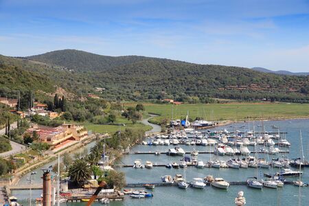 Marina in Talamone, Italy. Sailboats and yachts.の写真素材