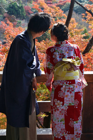 KYOTO, JAPAN - NOVEMBER 26, 2016: People visit Kiyomizu-dera Temple in Kyoto, Japan. Kyoto has 17 UNESCO World Heritage Sites.のeditorial素材