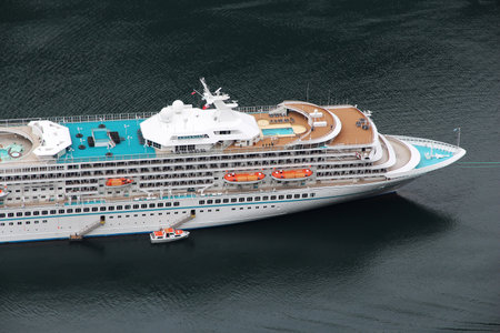 GEIRANGER, NORWAY - JULY 19, 2015: MV Artania cruise ship in Geiranger, Norway. The ship was made in...