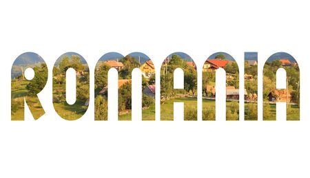 Romania text sign - country name word photo silhouette.の写真素材