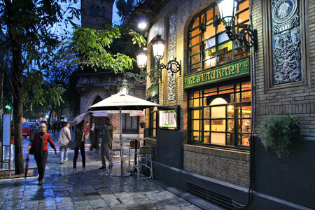 SEVILLE, SPAIN - NOVEMBER 3, 2012: People visit Seville, Spain. Seville is a major tourism destination in Spain with 4.8 million hotel-nights in 2011.のeditorial素材