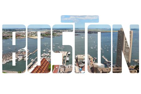 Boston, USA - postcard style sign. City name word.の写真素材