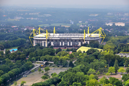 DORTMUND, GERMANY - JULY 16, 2012: Signal Iduna Park stadium in Dortmund, Germany. Also known as...