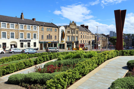 BARNSLEY, UK - JULY 10, 2016: Town centre view in Barnsley, UK. Barnsley is a major town of South Yorkshire with population of 91,297.のeditorial素材