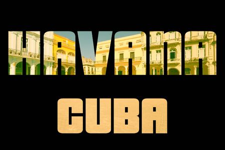 Havana, Cuba - city name word text photo silhouette.の写真素材