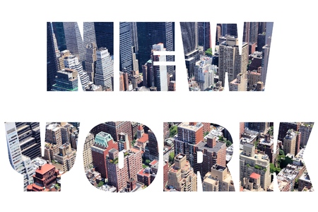 New York city name - USA travel destination sign on white background.の写真素材