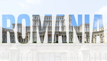 Romania text sign - country name word photo silhouette.の写真素材