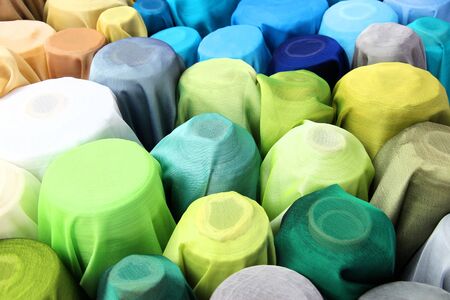 Fabric store - colorful cotton fashion materials at Phahurat Market in Bangkok.の写真素材