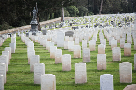 SAN FRANCISCO, USA - APRIL 9, 2014: San Francisco National Cemetery in California. The memorial area is administered by the US Department of Veterans Affairs.のeditorial素材