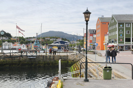 KRISTIANSUND, NORWAY - JULY 21, 2015: People visit Kristiansund, Norway. With 24,131 people, it is the 3rd biggest city in More og Romsdal county.のeditorial素材
