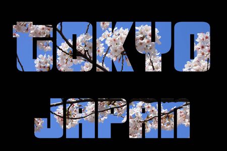 Tokyo text word sign - Japan city name silhouette postcard.の写真素材