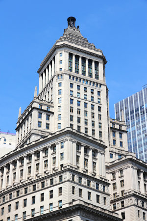 NEW YORK, USA - JULY 6, 2013: 26 Broadway Building exterior view in New York. The 520 ft building is owned by real estate firm Newmark Grubb Knight Frank.のeditorial素材
