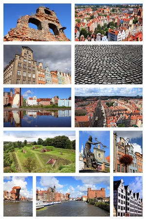 Gdansk, Poland - postcard collage. Landmark photo collection.の写真素材