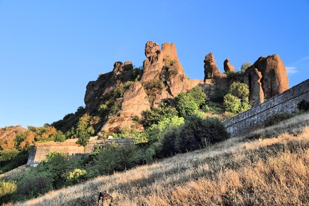 Belogradchik Rocks in Bulgaria - rock formations and fortress walls. Sunset light.の写真素材