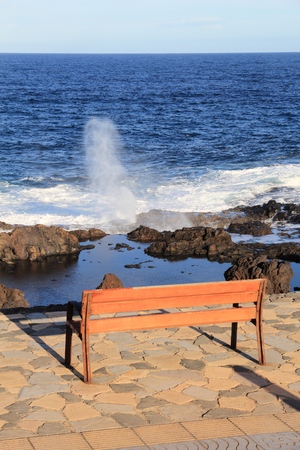 La Garita blowhole in Telde, Gran Canaria - coast view.の写真素材