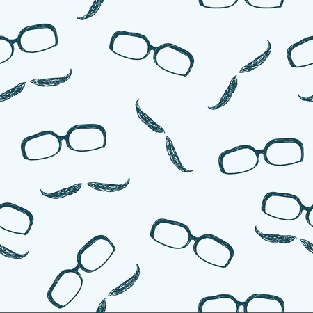 Hipster background with mustache and glasses - seamless texture vector illustration.のイラスト素材