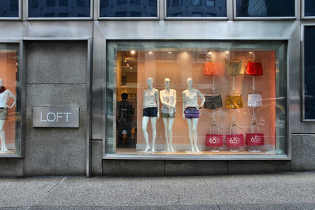 NEW YORK, USA - JULY 1, 2013: Loft fashion store in Manhattan, New York. As of 2012 Ann Taylor had 981 stores under brands Ann Taylor and Loft.のeditorial素材