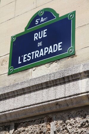 Paris, France - Rue de l'Estrapade old street sign.