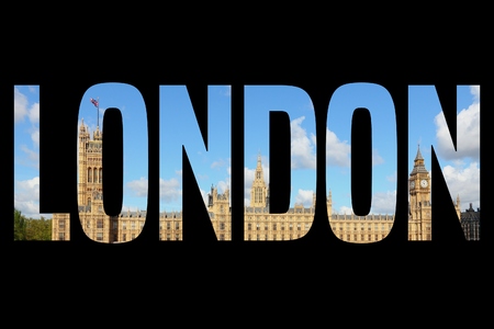 London, UK - travel postcard word sign. City name text.の写真素材
