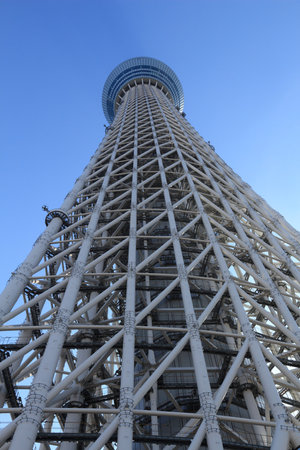 TOKYO, JAPAN - NOVEMBER 30, 2016: Skytree tower in Tokyo, Japan. The 634m tall broadcasting tower is the 2nd tallest structure in the world.のeditorial素材