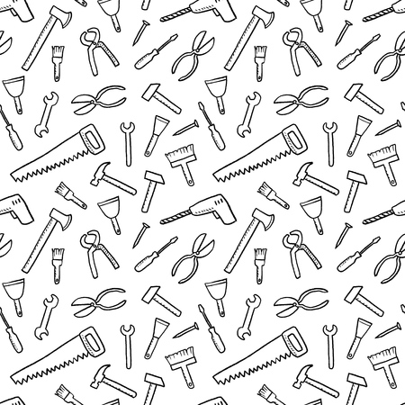 Tools background - seamless texture. DIY and woodworking tools vector.のイラスト素材