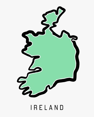Ireland simple map outline - simplified country shape map vector.のイラスト素材