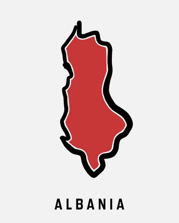 Albania simple map outline - simplified country shape map vector.のイラスト素材
