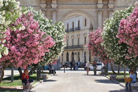 LECCE, ITALY - JUNE 1, 2017: People visit the baroque city of Lecce, Italy. With 50.7 million annual visitors Italy is one of the most visited countries.のeditorial素材