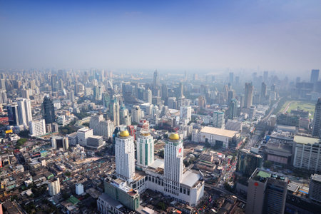 BANGKOK, THAILAND - DECEMBER 24, 2013: Aerial view of modern architecture in Bangkok. Bangkok is the...