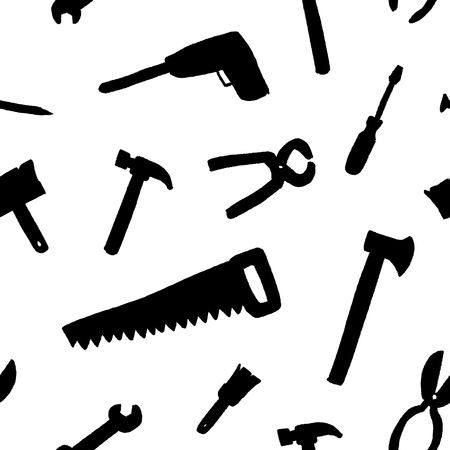Tools background - seamless texture. DIY and woodworking tools.のイラスト素材